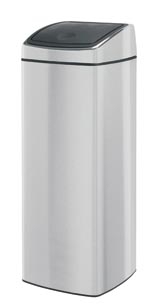 Poubelle touch bin rectangulaire 25l matclean inox brosse anti taches