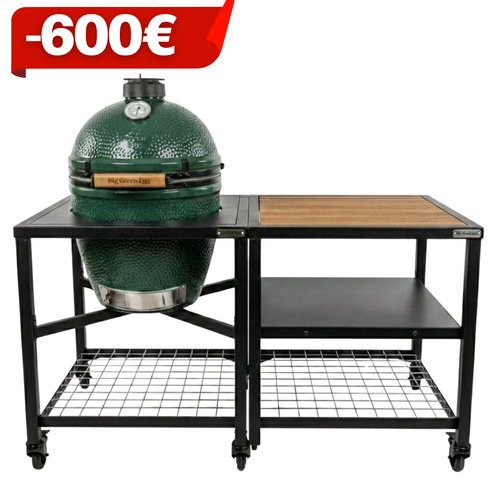 Promo Pack LARGE : Table modulaire + Meuble extension + 1&nbsp;plateau inox, 1 plateau acacia, 1 plateau grille + EGG + ConvEGGtor