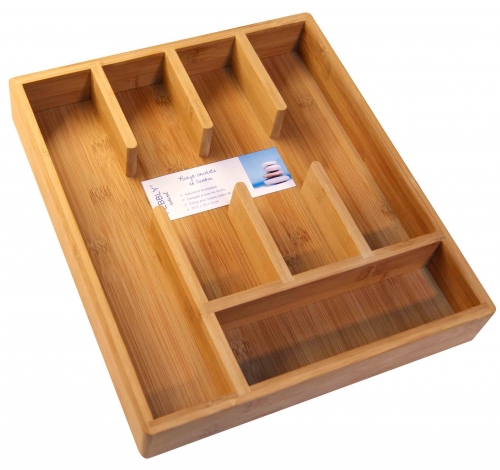 Range couverts 5 compartiments en bambou - 33.5x29x5 cm