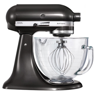 Robot KitchenAid Artisan diamant noir avec bol en verre