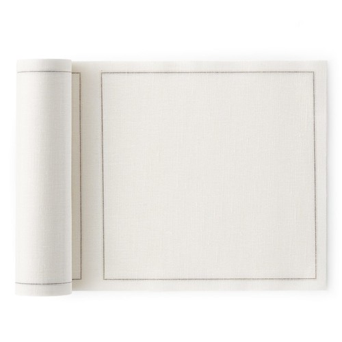 Rouleau de 20 serviettes lunch en lin 20 x 20 cm prédécoupées Blanc écru