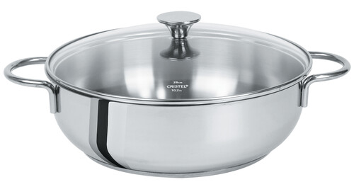 Sauteuse 2 anses 24 cm induct. Master poignee fixe + couv. Verre