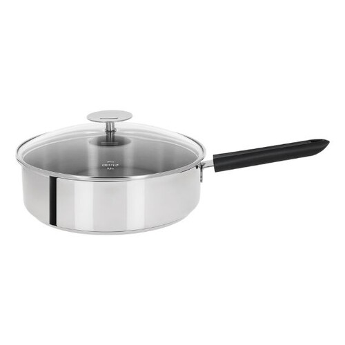 SAUTEUSE 24 CM MUTINE 2 FIXE - POIGNEE BAKELITE NOIRE + COUV. VERRE