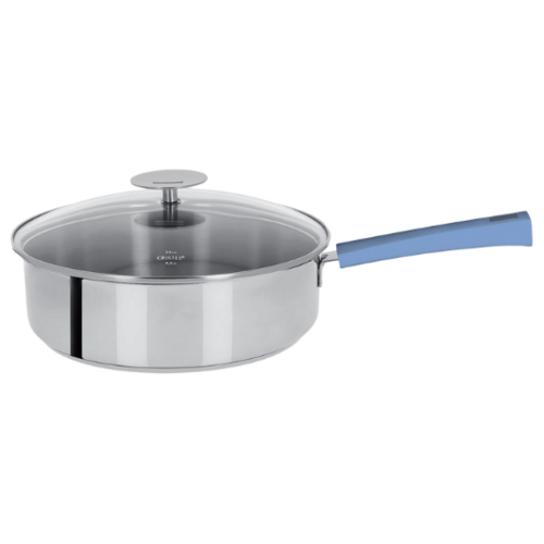 Sauteuse 24 Cm Mutine Fixe Exceliss - Poignee Bakelite Lavande + Couv. Verre