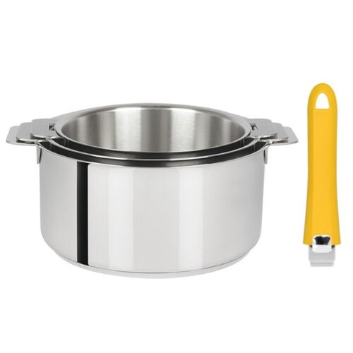 Serie 3 casseroles amovibles 16 a 20 cm + 1 poignee mutine 02 jaune