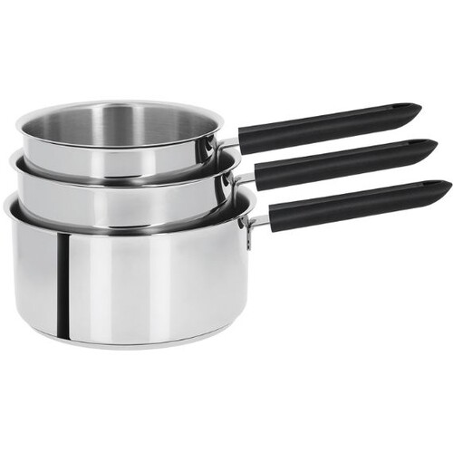 SERIE DE 3 CASSEROLES MUTINE 2 FIXE - POIGNEE BAKELITE NOIRE