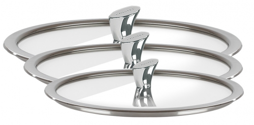 S&eacute;rie de 3 couvercles plats Casteline en verre de 16,18 & 20 cm S3KCHVA