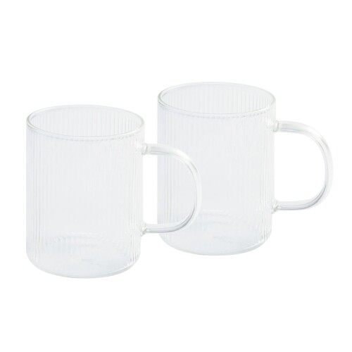 Set 2 mugs darjeeling en verre simple paroi strie 0,4l