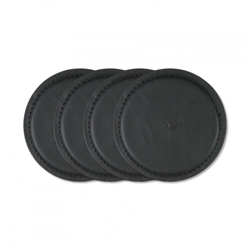 Set 4 dessous de verre en cuir classic - noir