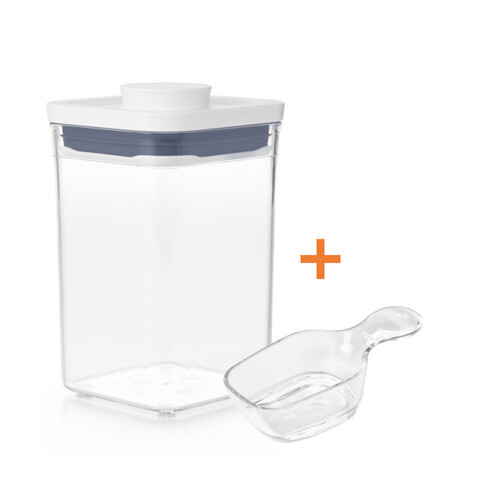 Set bo&icirc;te de conservation pop petite carr&eacute;e 1l + cuill&egrave;re &agrave; caf&eacute;