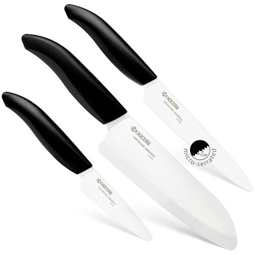 Set chef 3 couteaux grand santoku 16 cm, micro-dentures 12,5 cm et office 7,5 cm