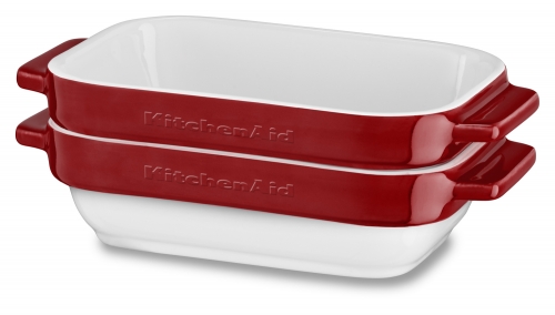 Set de 2 mini plats, 20 x 11,5 x 5cm rouge