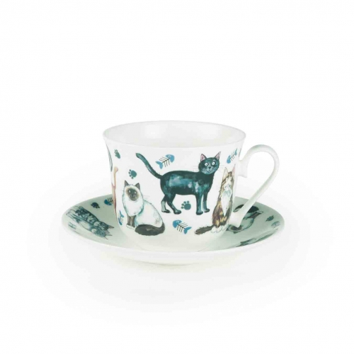 Set de 2 Tasses & soucoupes Petit D&eacute;jeuner  'Cats Whiskers'