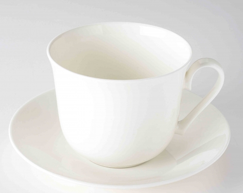 Set de 2 tasses & soucoupes Petit D&eacute;jeuner Jumbo blanches