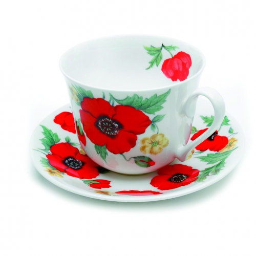 Set de 2 tasses & soucoupes Petit D&eacute;jeuner Jumbo Coquelicots 'Monet '