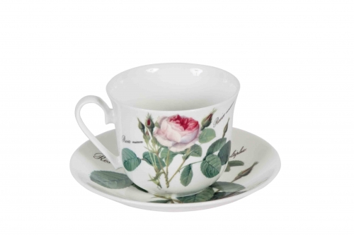 Set de 2 Tasses & soucoupes Petit D&eacute;jeuner  'Redout&eacute; Rose'