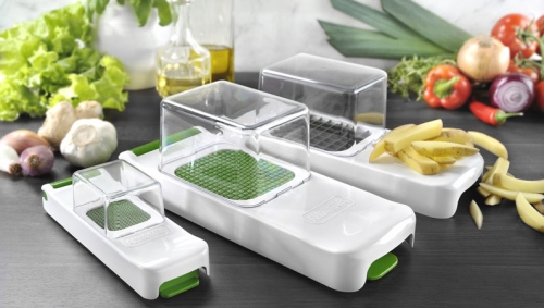 Set de 2 trancheurs Alligator blancs  (coupe de 12 mm & 3 mm) avec coupe frites