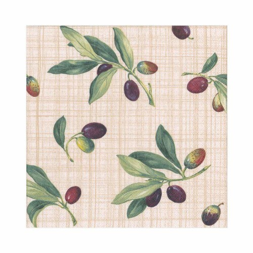 Set de 20 serviettes en papier moyen mod&egrave;le Natural Olive grove 33 cm X 33 cm