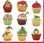 Set de 20 serviettes papier moyen mod&egrave;le 'Christmas Cupcakes ' 33cm X 33cm