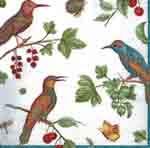Set de 20 serviettes papier moyen mod&egrave;le 'SILK JEWELED BIRDS IVORY' 33cm X 33cm