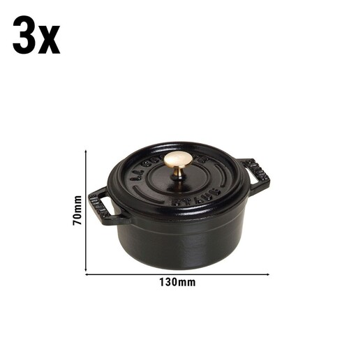 Set de 3 cocottes Noir 14 cm (exclusivit&eacute; CHR boite carton)