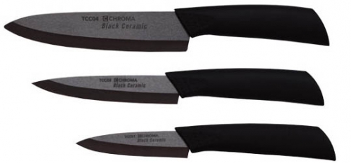 Set de 3 couteaux en céramique noire Chroma