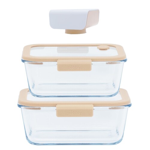 Set de 3 pi&egrave;ces \"Sous-vide\" compos&eacute; de 2 boites rectangulaires & 1 pompe vide d\'air