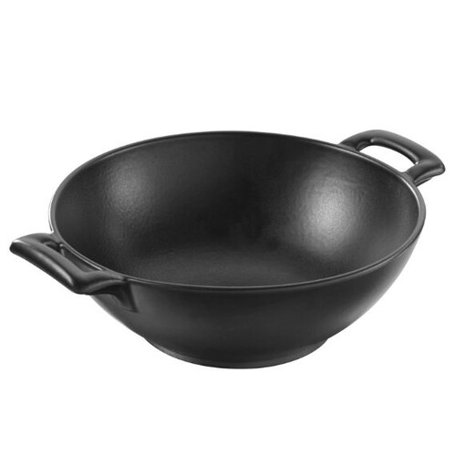 Set de 4 bc wok individuel 20cm 1l noir effet fonte