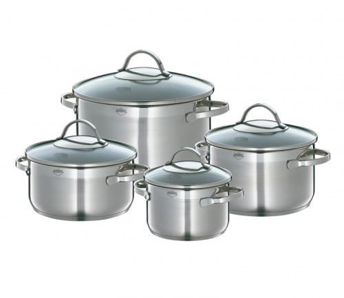 Fissler Batterie de cuisine Copenhagen - 5 pièces - En acier inoxydable avec couvercle en verre - Maison