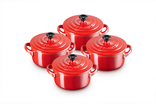 Set de 4 Mini-Cocottes 10 cm Cerise METALLICS