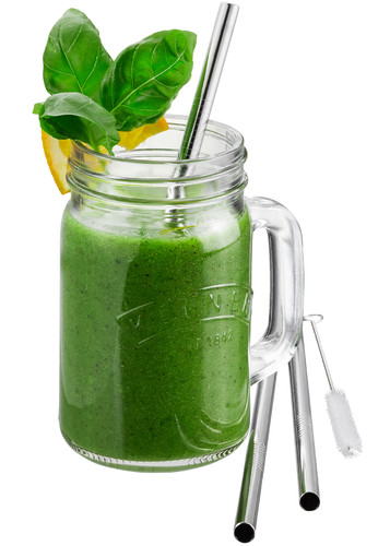 Set de 4 pailles en acier inoxydable 18 cm avec brosse FUTURE