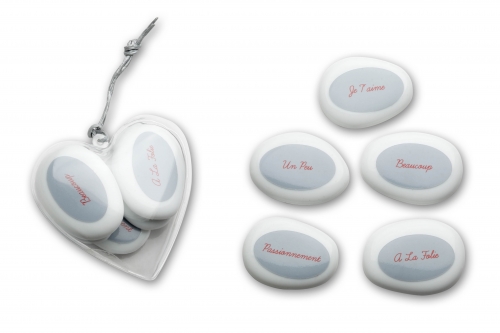 Set de 5 galets porte couteaux "Saint Valentin"