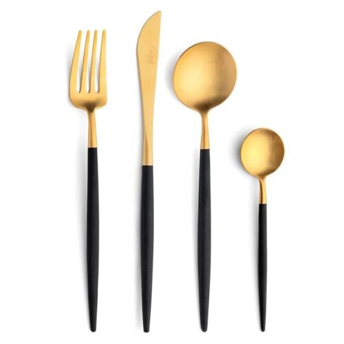 Set de 5 pi&egrave;ces GOA NOIR ACIER BROSS&Eacute; GOLD