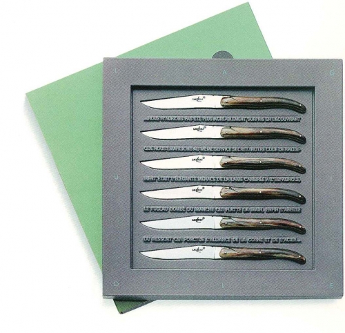 Set de 6 couteaux laguiole de table pointe de corne par Philippe Starck