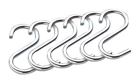 Set de 6 crochets 'S' acier chrom&eacute; 5 cm