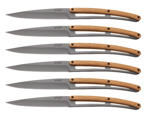 Set de 6 Deejo de Table, titane, olivier