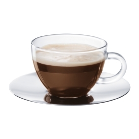 Set de 6 tasses, avec soucoupe en inox brillant 0.25L Mezzo Venezia