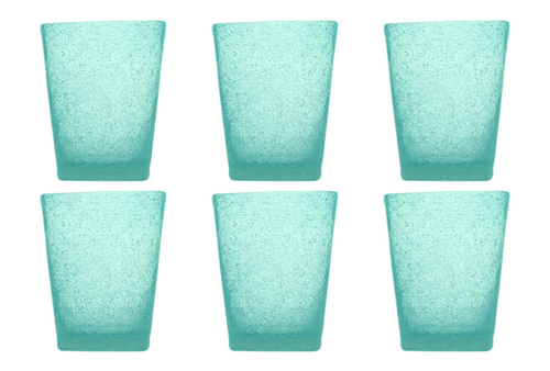 Set de 6 Verres &agrave; eau en verre 300 ml Turquoise