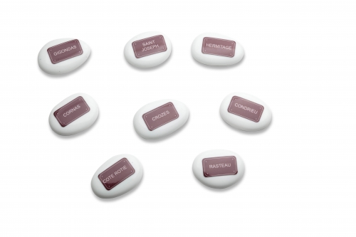 Set de 8 galets porte couteaux "Vins des C&ocirc;tes du Rh&ocirc;ne"