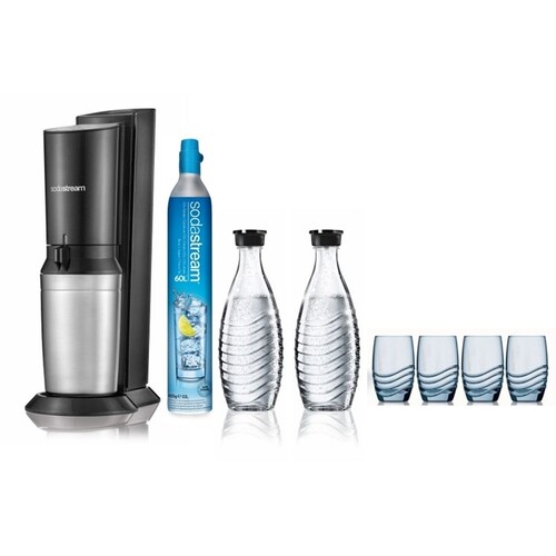 Sodastream machine CRYSTAL avec 2 carafes en verre & 4 verres