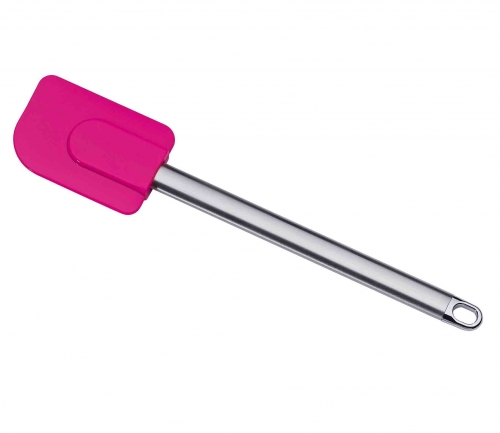 Spatule lèche-plat en silicone rose avec manche en inox Küchenprofi