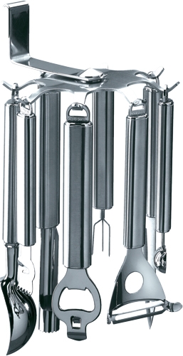 Support &agrave; ustensiles tournant sur barre 8 positions TCSTB8