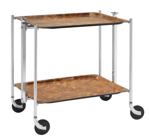 Table 2 étages chromé loupe foncée