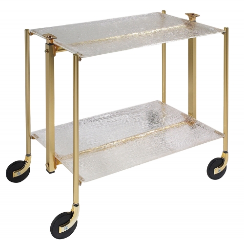 Table 2 étages montants dorés plateaux Altuglas givrés