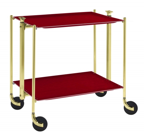 Table 2 étages montants dorés plateaux Myfair vermeil