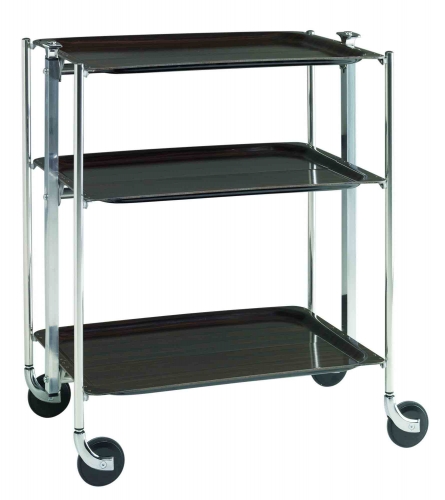 Table 3 étages montants chromés plateaux palissandre