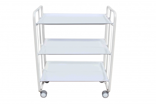 Table pliante  3 étages chassis blanc / plateaux blancs