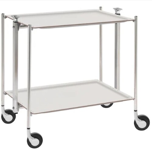 Table roulante pliante, desserte de cuisine 2 étages montants chromés plateaux s