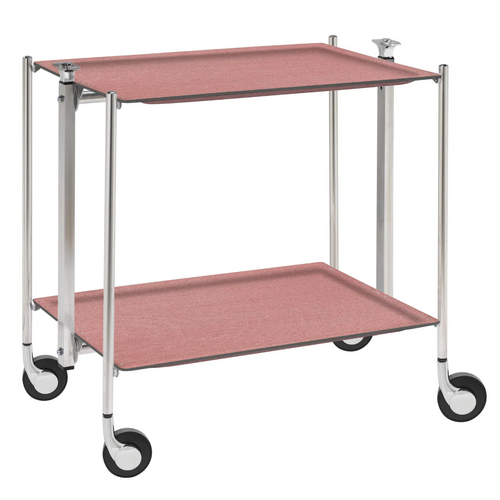 Table roulante pliante, desserte de cuisine 2 étages montants chromés plateaux s