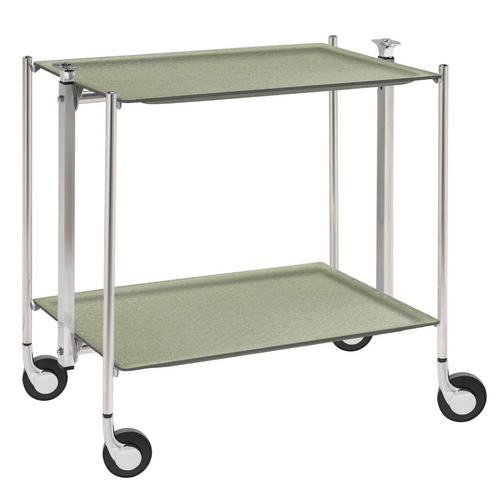 Table roulante pliante, desserte de cuisine 2 étages montants chromés plateaux s